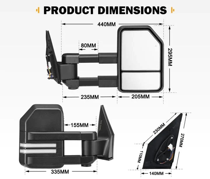 SAN HIMA Extendable Towing Mirrors for Toyota Landcruiser 200 Series 2