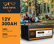 San Hima 12V 300Ah Lithium Iron Phosphate Battery LiFePO4 w/ Bluetooth Built-in BMS