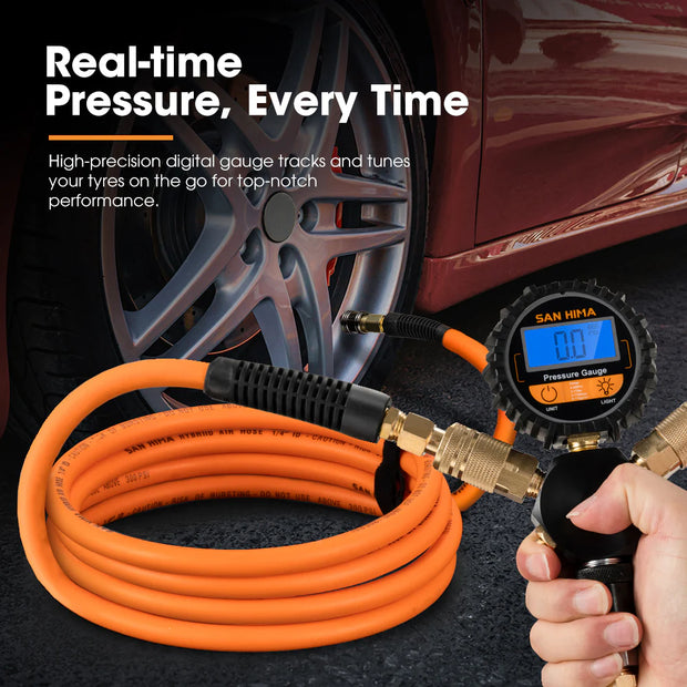 San Hima 2-Way Digital Tyre Inflator 250 PSI Car Air Compressor Tire Gauge Hose