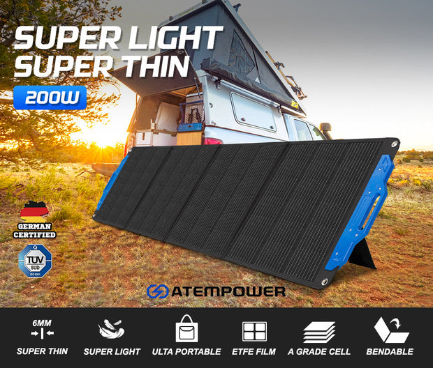 Atem Power 12V 200W Flexible Folding Solar Panel Kit Solar Mat