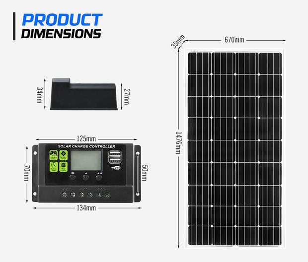 12V 200W Solar Panel Kit Mono Fixed