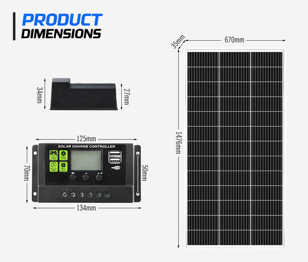 12V 200W Solar Panel Kit Mono Fixed