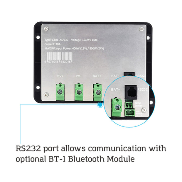 Renogy CORE Adventurer-Li 30A Negative-Ground PWM Flush Mount Charge Controller with LCD Display