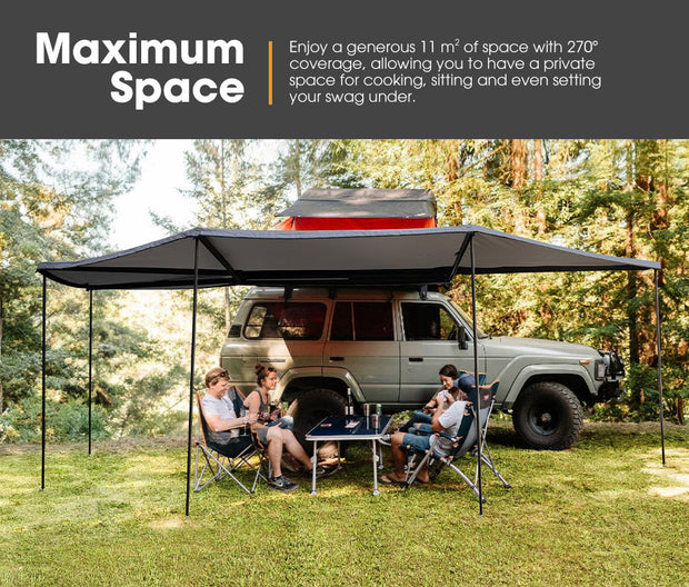 San Hima 270 Degree Free-Standing Awning 600D Double-Ripstop Oxford UPF50+