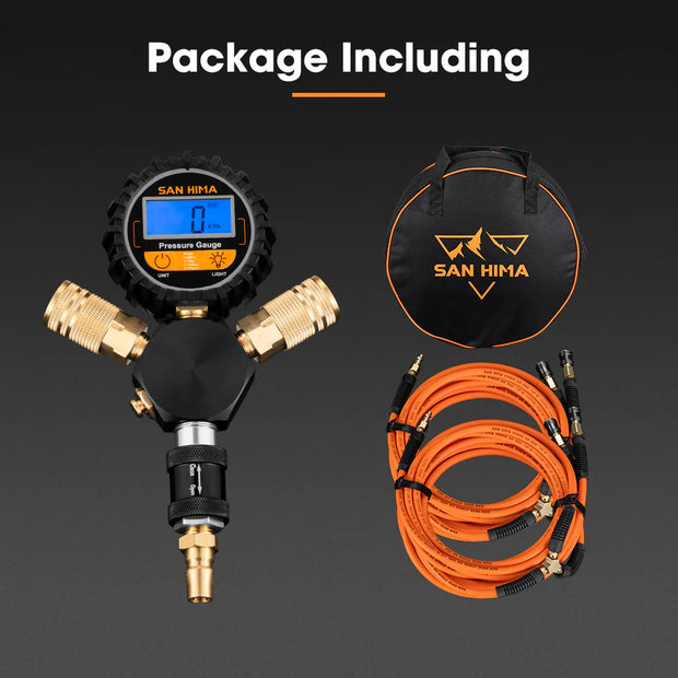 San Hima 4-Way Digital Tyre Inflator 250 PSI Car Air Compressor Tire Gauge Hose