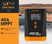 San Hima 40A MPPT Solar Charge Controller 12V 24V Inbuilt Bluetooth LCD Display