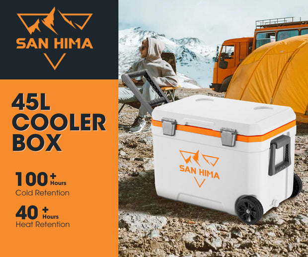 San Hima 45L Cooler Ice Box Portable Trolley For Camping Heat Retention