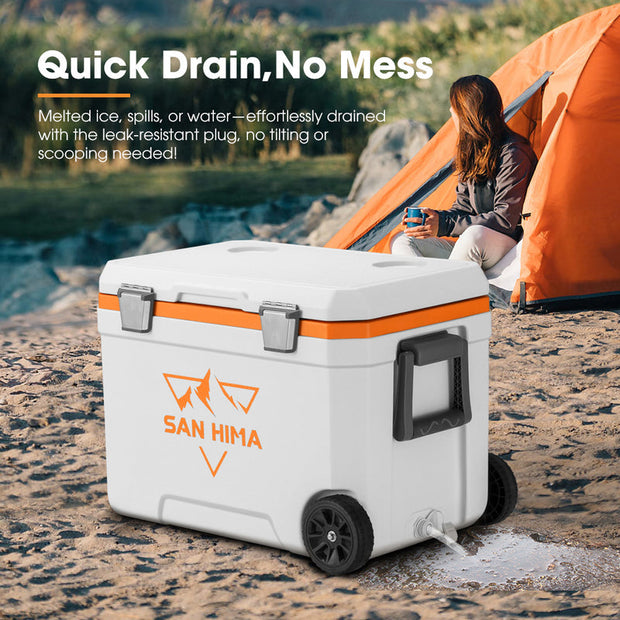 San Hima 45L Cooler Ice Box Portable Trolley For Camping Heat Retention