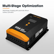 San Hima 60A MPPT Solar Charge Controller 12V 24V Inbuilt Bluetooth LCD Display