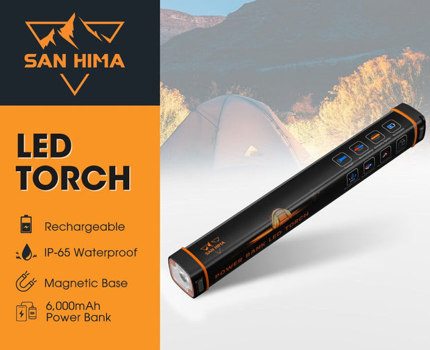 San Hima LED Torch Light Large Power Bank Flashlight Lithium USB Rechargeable