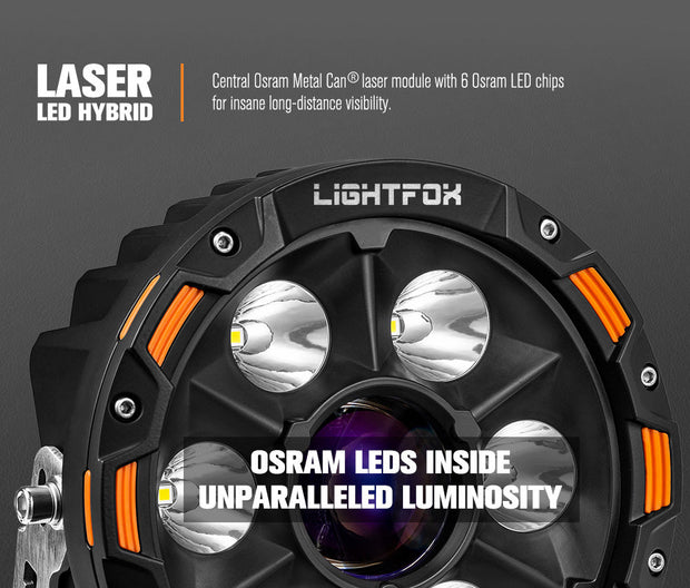 Lightfox 7inch LED Driving Light 1 Lux @ 2,226m IP68 11,285 Lumen