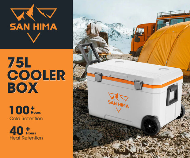 San Hima 75L Cooler Ice Box Portable Trolley For Camping Heat Retention