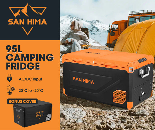 San Hima 95L Portable Camping Fridge Freezer Dual Zone With Insulated Cover