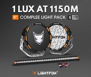Lightfox OSRAM 9" LED Driving Lights + 28" Single Row LED Light Bar + Wiring Kit