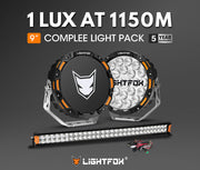 LIGHTFOX OSRAM 9" LED Driving Lights + 30" Dual Row LED Light Bar + Wiring Kit