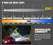 Lightfox OSRAM 9" LED Driving Lights + 40" Dual Row LED Light Bar + Wiring Kit
