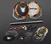 Lightfox 9 inch Osram LED Driving Lights + 20 inch Single Row LED Light Bar + Wiring Kit