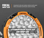 Lightfox 9 inch Osram LED Driving Lights + 20 inch Dual Row LED Light Bar + Wiring Kit