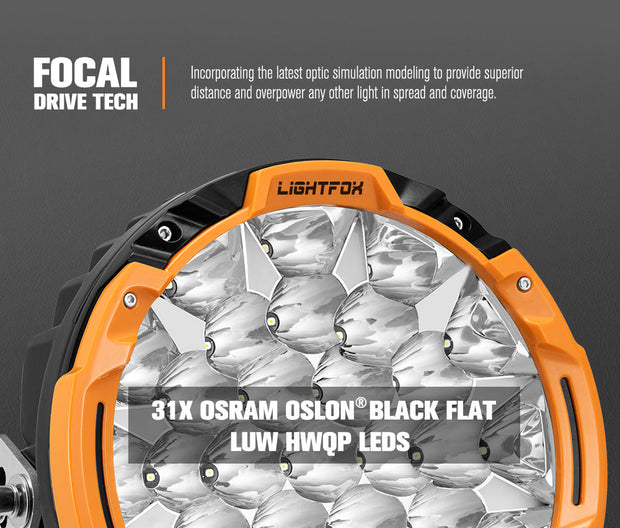 Lightfox 9 inch Osram LED Driving Lights + 20 inch Dual Row LED Light Bar + Wiring Kit