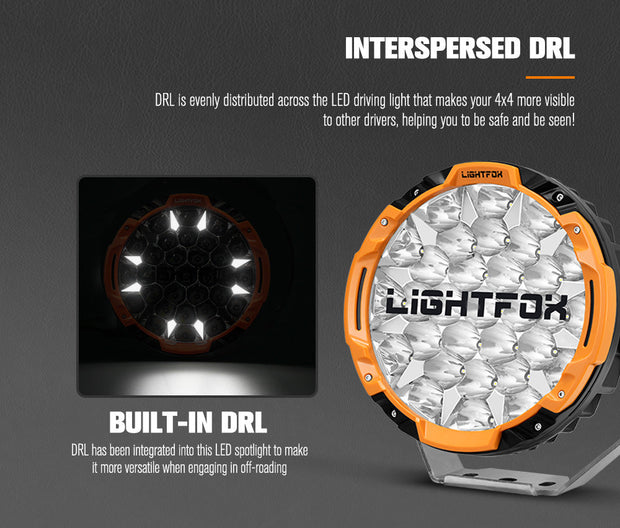 Lightfox 9 inch Osram LED Driving Lights + 20 inch Dual Row LED Light Bar + Wiring Kit