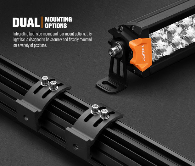 Lightfox 9 inch Osram LED Driving Lights + 20 inch Dual Row LED Light Bar + Wiring Kit