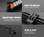 Lightfox 9 inch Osram LED Driving Lights + 20 inch Dual Row LED Light Bar + Wiring Kit