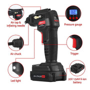 20V Cordless Air Compressor – 120PSI Portable Electric Inflator with LED Light