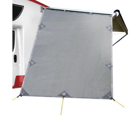 Caravan Privacy Screen Roll Out Awning 1.95 x 2.2M Sun Shade End Wall Side Grey