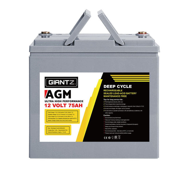 12V 75Ah AGM Deep Cycle Battery Twin Pack
