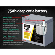 12V 75Ah AGM Deep Cycle Battery Twin Pack