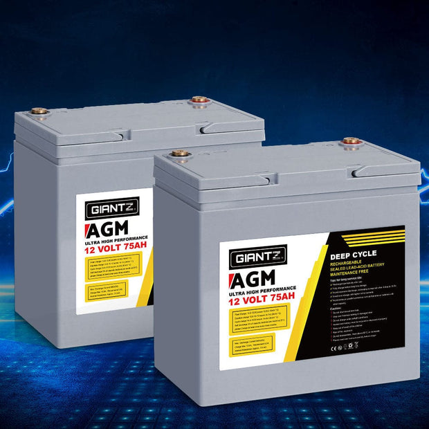 12V 75Ah AGM Deep Cycle Battery Twin Pack