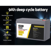 12V 9Ah AGM Deep Cycle Battery