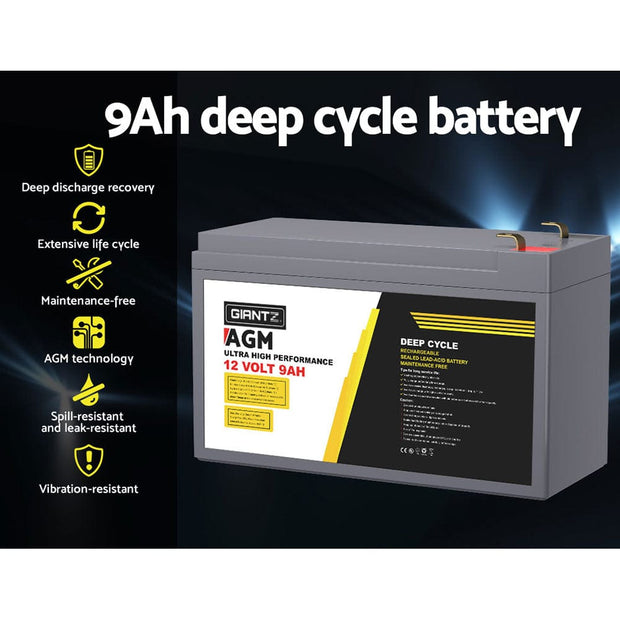 12V 9Ah AGM Deep Cycle Battery