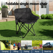 Folding Camping Moon Chair Portable Seat Weight Capacity 120KG Black