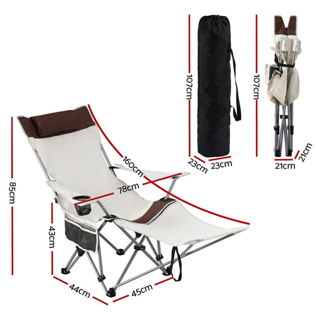 Camping Chair Reclining Adjustable Portable Outdoor Folding Lightweight