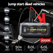 Portable Car Jump Starter 12V Lithium Battery Booster Pack Power Bank & Jumper Cables