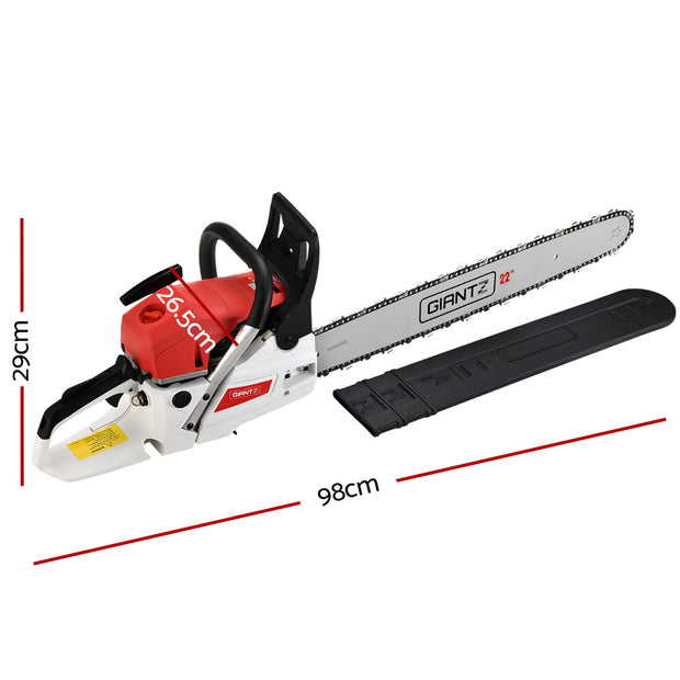 Pro Series Chainsaw Petrol 62CC 22" Bar Commercial E-Start
