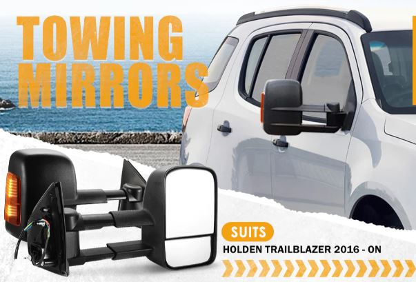 Pair Towing Extendable Side Mirrors for Holden Trailblazer 2016 to Current