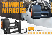 Pair Extendable Towing Side Mirrors suits Toyota Hilux 2005-2015