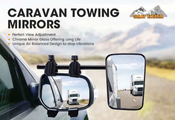 SAN HIMA Pair Towing Mirrors Universal Multi Fit Clamp On