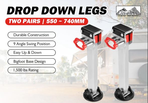 2x 550mm Drop Down Corner Steadies Stabilizer Legs