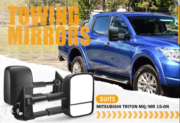 Pair Extendable Towing Side Mirrors suits Mitsubishi Triton MQ/MR 2015 - Current