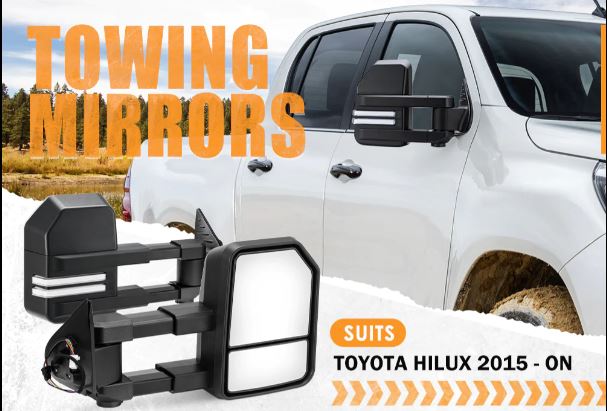 SAN HIMA Extendable Towing Mirrors for Toyota Hilux 2015-On