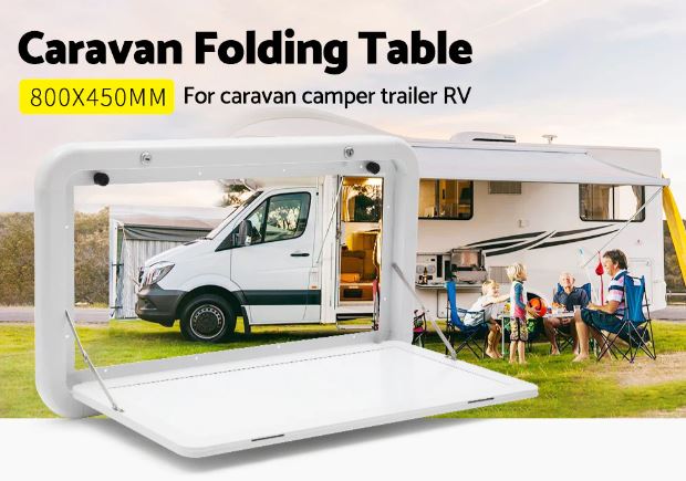 MOBI Caravan Picnic Folding Table White 800 x 450mm