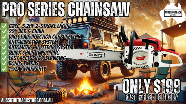 Pro Series Chainsaw Petrol 62CC 22" Bar Commercial E-Start