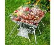 Grillz Camping Fire Pit BBQ 2-in-1 Grill SmokerPortable Stainless Steel