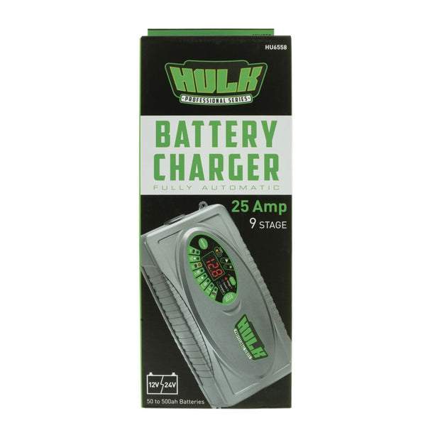 HULK 9 STAGE FULLY AUTOMATIC SWITCHMODE BATTERY CHARGER - 25 AMP 12/24V