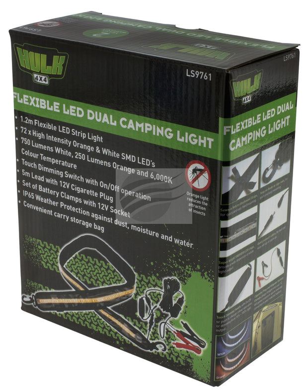 HULK FLEXIBLE LED CAMPING STRIP LAMP - DUAL ORANGE/WHITE ILLUMINATION