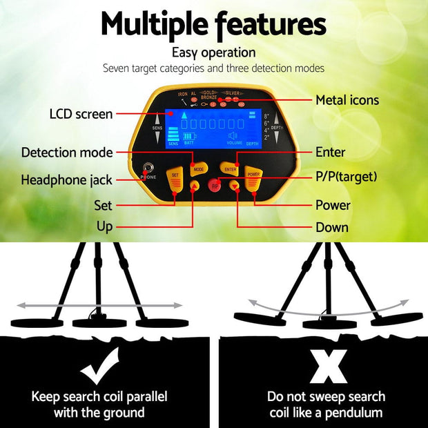 Metal Detector & Pinpointer Combo – 180mm Deep Detection