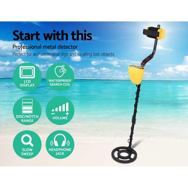 Metal Detector with LCD Display – 180mm Deep Sensitivity, Waterproof Coil & Headphones